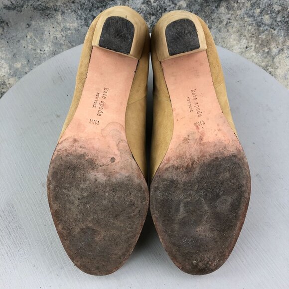Kate Spade Women's Size 11M Tan Suede Closed Almond Toe Ankle Booties Boots - Picture 11 of 15